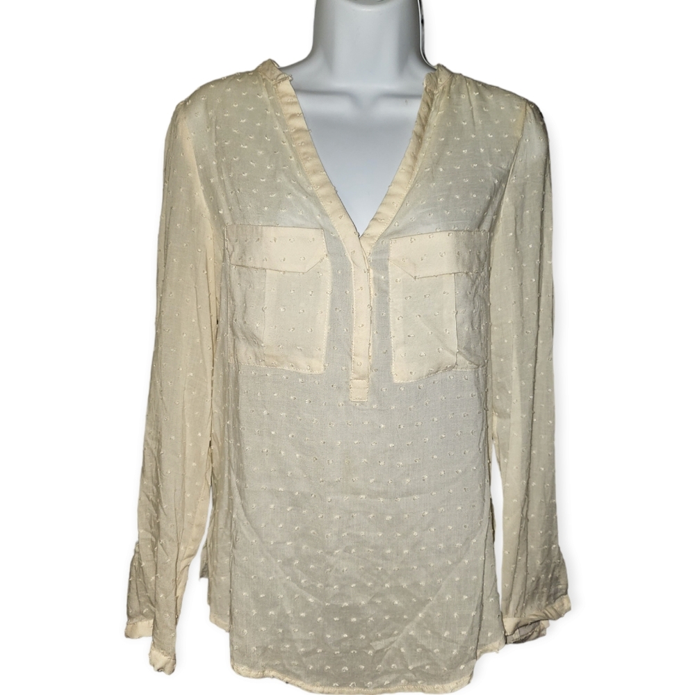 Maeve for Anthropologie semi sheer textured button down shirt